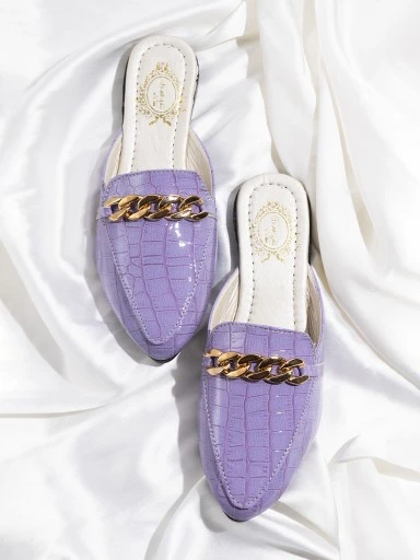 Stylestry Women Purple Solid Mules