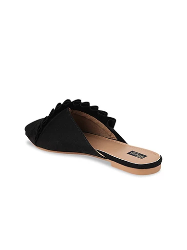 Stylestry Womens & Girls Black Solid Velvet Mules
