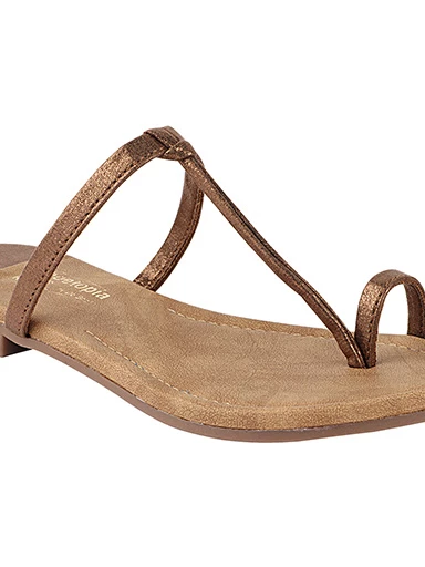 Stylestry Womens & Girls Copper-Toned Solid One Toe Flats