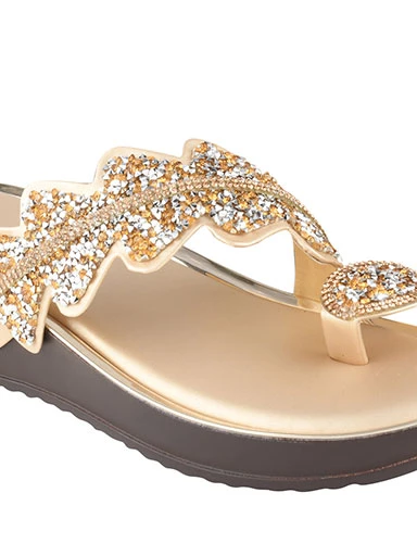 Stylestry Women's & Girl's Golden Toned Embellished Platform Wedges