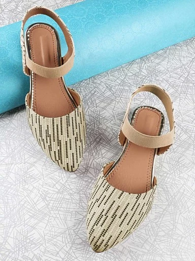 Stylestry Golden Women Flat Mules Bellies Sandals