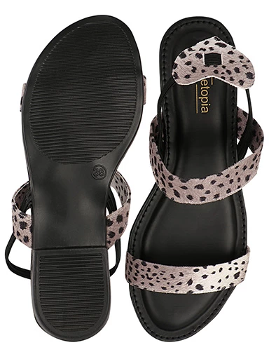 Stylestry Womens & Girls Grey Printed Open Toe Flats
