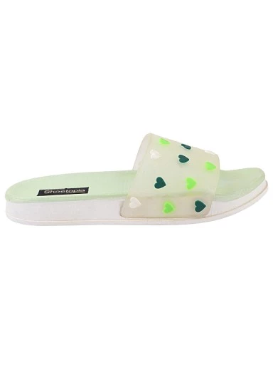 Stylestry Women Green Printed Rubber Sliders