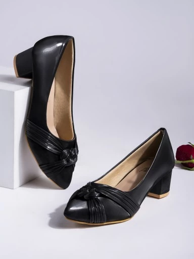 Stylestry Women's & Girl's Black Block Heels Pumps