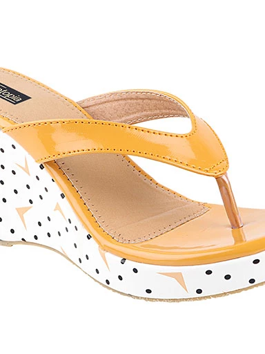 Stylestry Women's & Girl's Yellow Printed Wedges Heeled Sandals