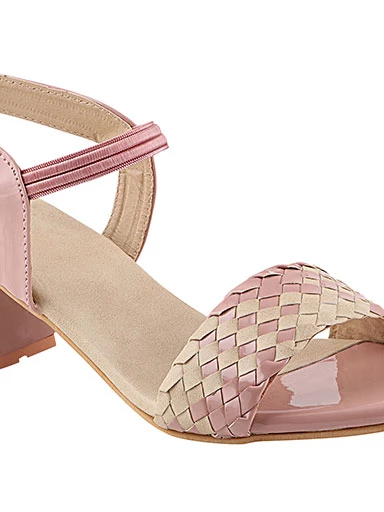 Stylestry Women's & Girl's Pink Pointed Toe Block Heeled Sandals