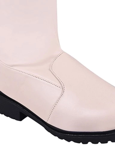 Stylestry Women & Girls Cream Solid Long Boots