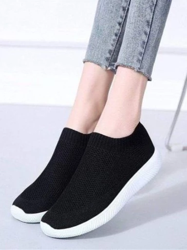 Stylestry Womens & Girls Black Casual Walking Shoes