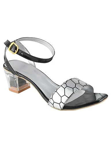 Stylestry Women's & Girl's Black Printed Strap Transparent Block Heels