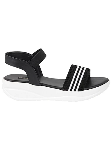 Stylestry Womens & Girls Black Woven Design Flatforms
