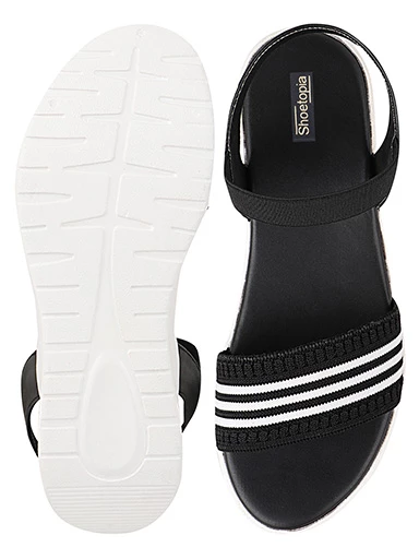 Stylestry Womens & Girls Black Woven Design Flatforms