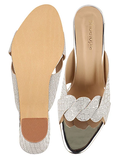 Stylestry Women's & Girl's Silver Peep Toes Block Heels