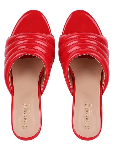 Stylestry Women's & Girl's Red Solid Block Heels