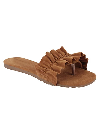 Stylestry Womens & Girls Tan Solid Open Toe Flats