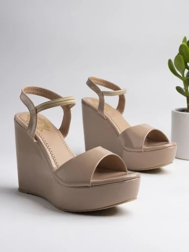 Stylestry Women's & Girl's Beige Platform Wedges Heels
