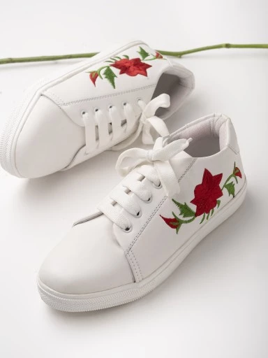 Stylestry Womens & Girls White Lace Up Casual Sneakers