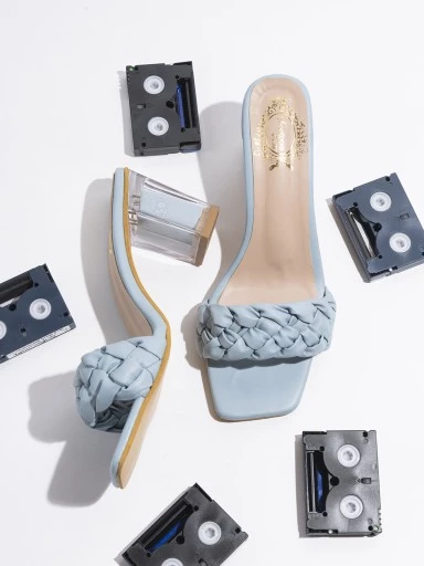 Stylestry Blue Braided Block Sandals