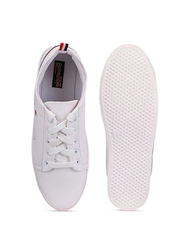 Stylestry Womens & Girls White Stylish Lace Up Casual Sneakers