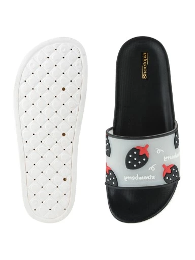 Stylestry Women Black & White Printed Thong Flip-Flops