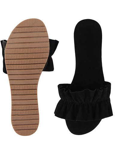 Stylestry Womens & Girls Black Solid Open Toe Flats