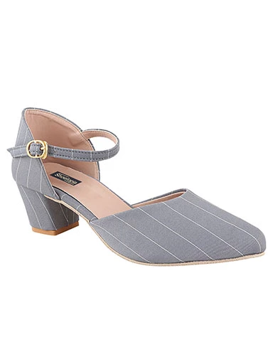 Stylestry Womens & Girls Grey Striped Block Heels Pumps