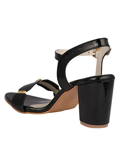 Stylestry Womens & Girls Black Backstrap Solid Block Heels