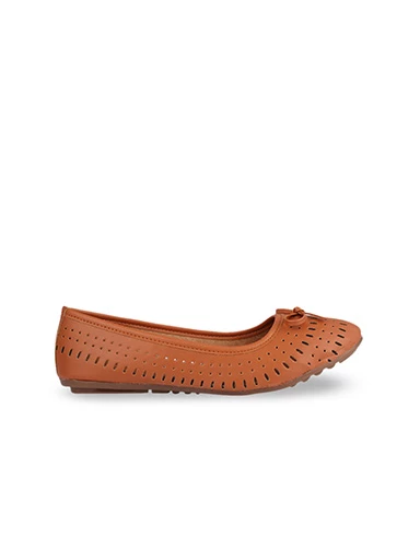 Stylestry Womens & Girls Tan-Coloured Solid Ballerinas