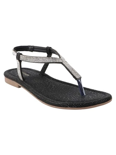 Stylestry Women Black Open Toe Flats
