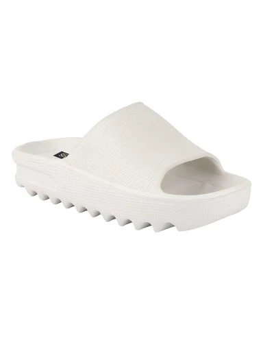 Stylestry Women White Rubber Sliders