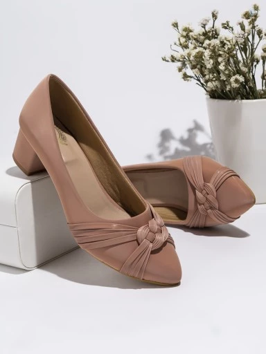 Stylestry Women's & Girl's Peach Block Heels Pumps