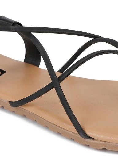 Stylestry Women Black Open Toe Flats