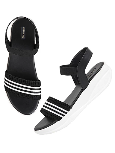 Stylestry Womens & Girls Black Woven Design Flatforms