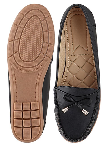 Stylestry Womens & Girls Black Solid Ballerinas With Bow