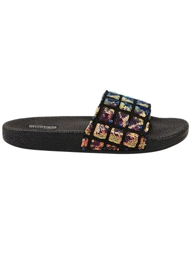 Stylestry Women Black Embellished Sliders