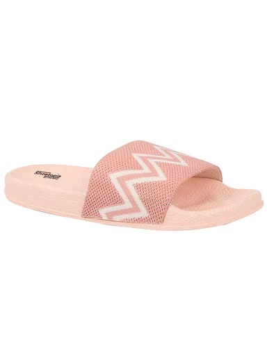 Stylestry Women Peach-Coloured & White Printed Sliders