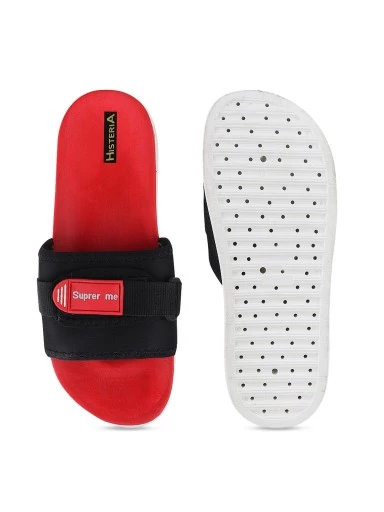 Stylestry Women Red Buckle Sliders