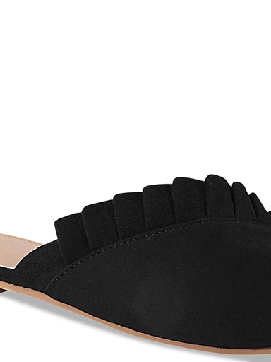 Stylestry Womens & Girls Black Solid Velvet Mules