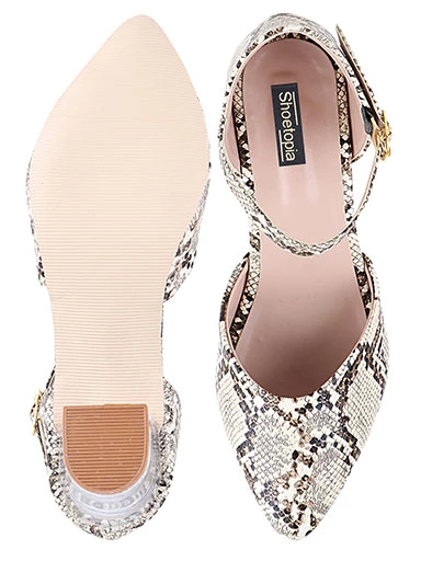 Stylestry Women's & Girl's Cream Animal Printed Block Heels Pumps