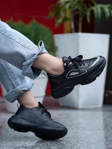 Stylestry Womens & Girls Black Lace Up Stylish Casual Sneakers Shoes