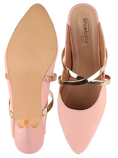 Stylestry Womens & Girls Pink Pointed Toe Slim Heeled Mules