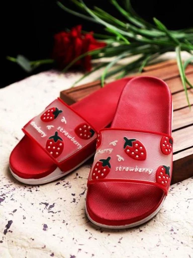 Stylestry Women Red & Off-White Printed Sliders