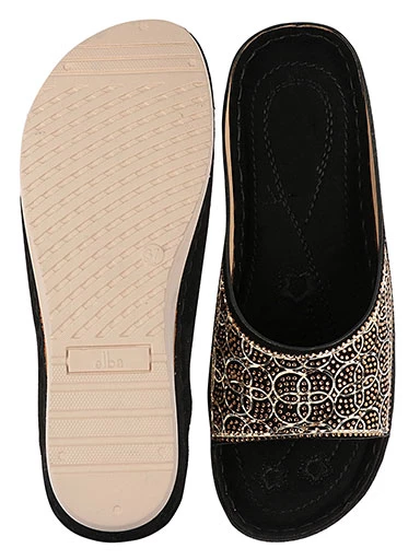 Stylestry Women's & Girl's Black Embellished Sandals