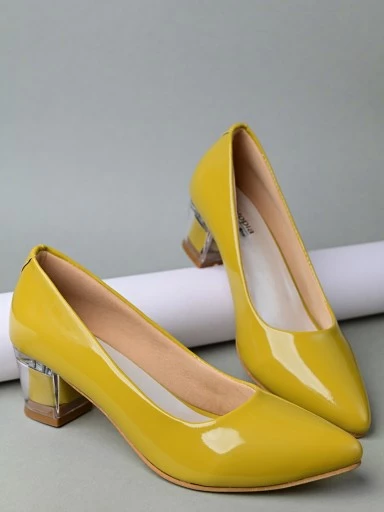 Stylestry Yellow Block Pumps