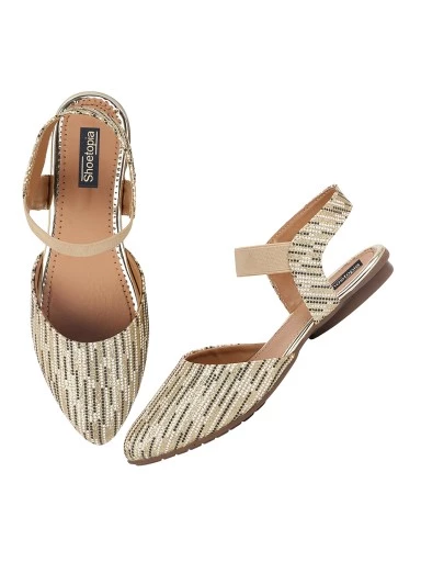 Stylestry Golden Women Flat Mules Bellies Sandals