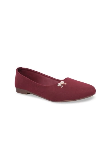 Stylestry Women Maroon Solid Ballerinas