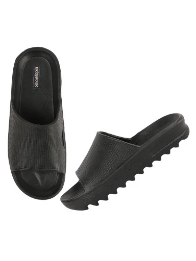 Stylestry Women Black Rubber Sliders