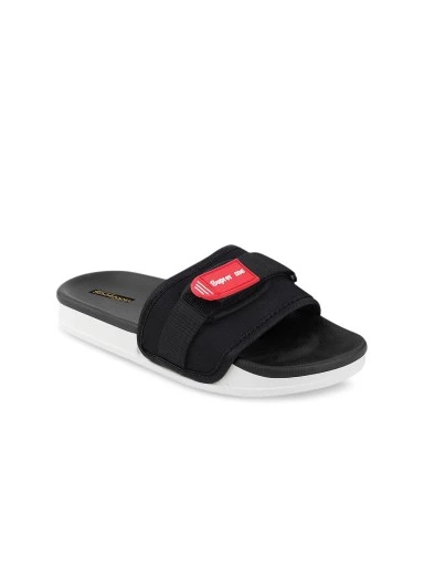 Stylestry Women Black Buckle Sliders