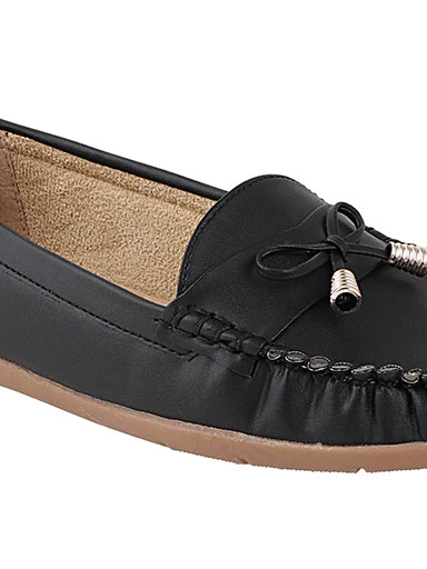 Stylestry Womens & Girls Black Solid Ballerinas With Bow