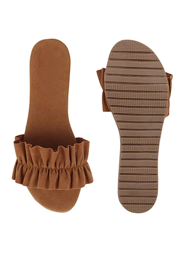 Stylestry Womens & Girls Tan Solid Open Toe Flats