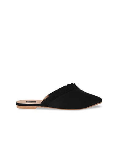 Stylestry Womens & Girls Black Solid Velvet Mules